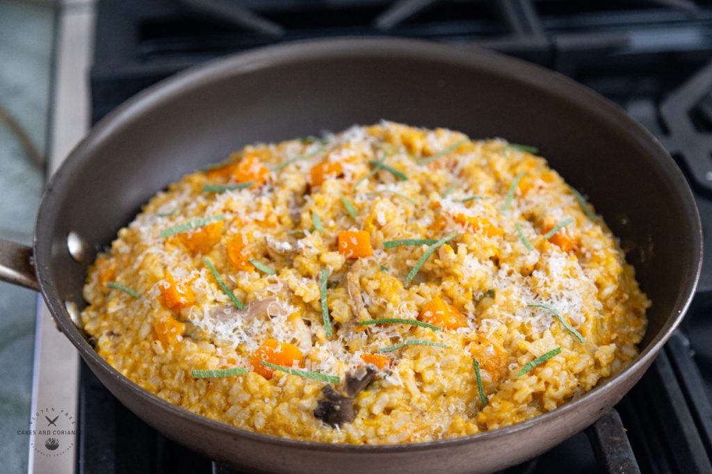 Sideview Pan of Butternut Squash Risotto