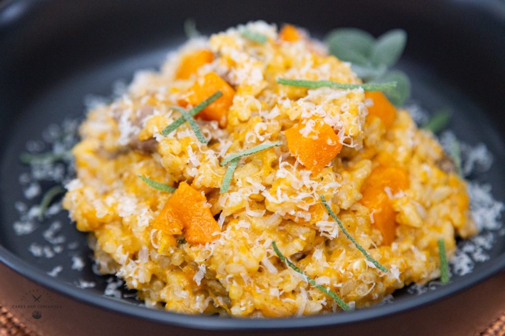 Plated Butternut Squash Risotto- Close Up