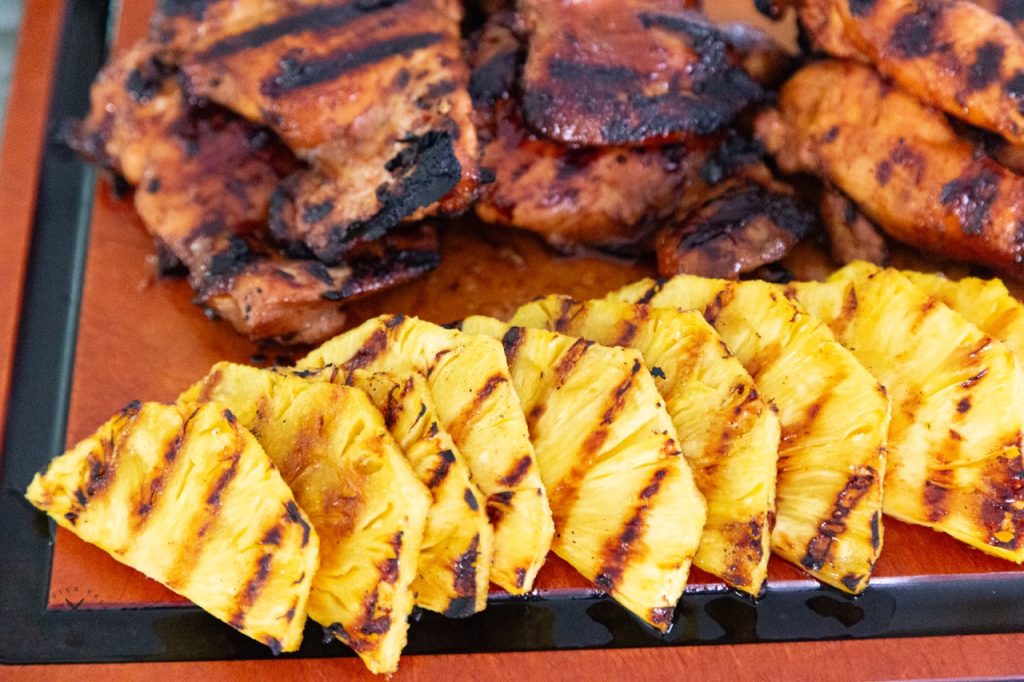 Mirin grilled pineapple with grilled chicken