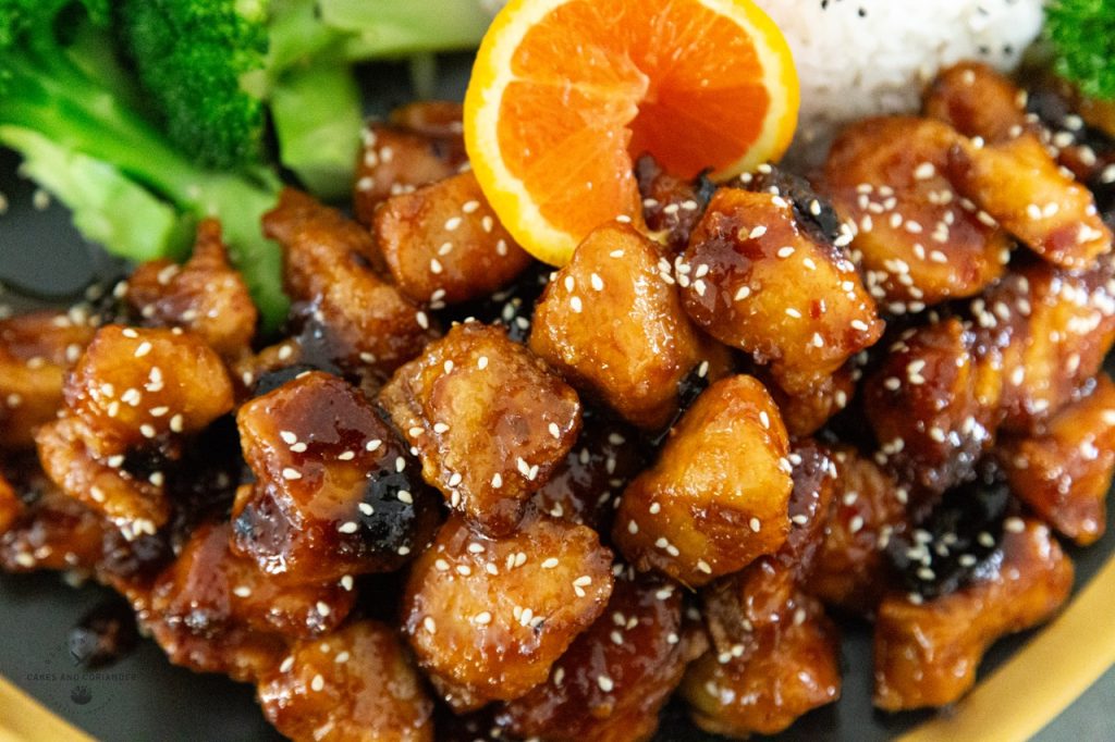 Close up of orange chicken gluten free