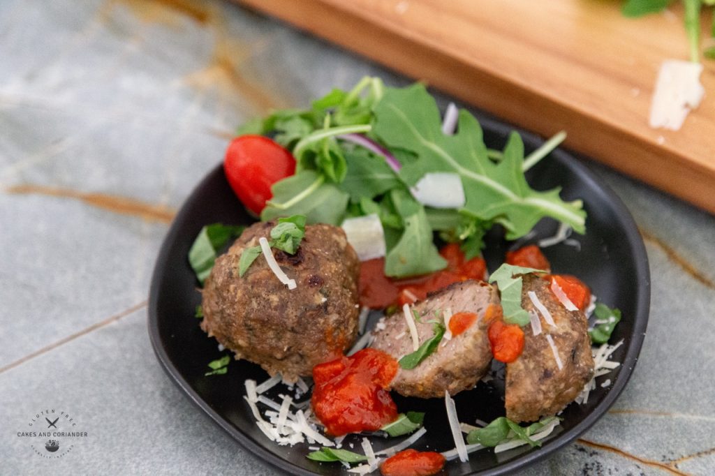 Close up of Delectable Juicy Italian Gluten Free Meatballs