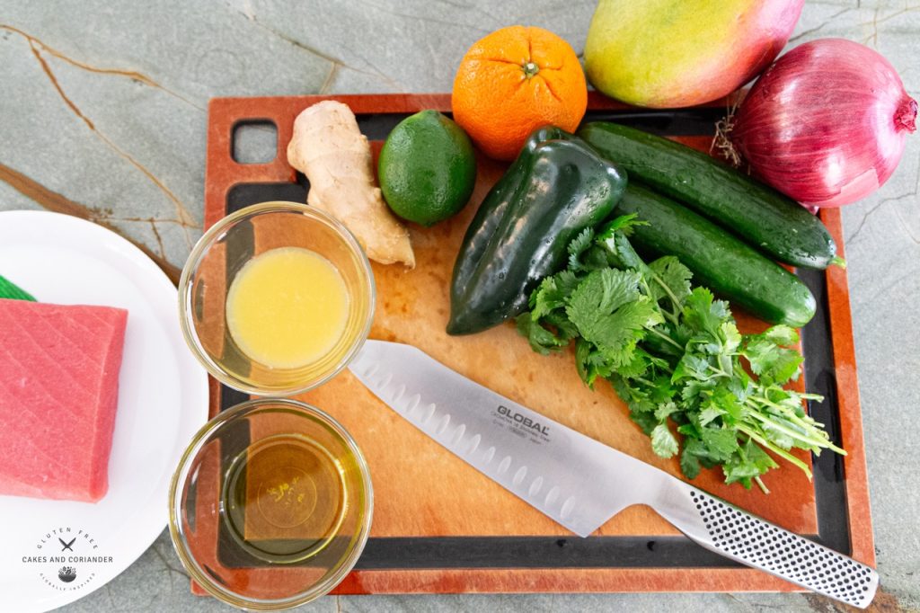 The ingredients for making ceviche