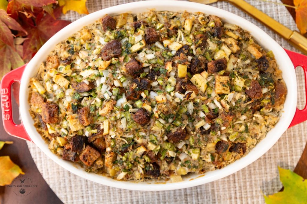 Overhead of gluten free stuffing