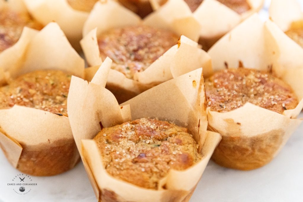 Close up of veggie muffins in tulip parchment liners
